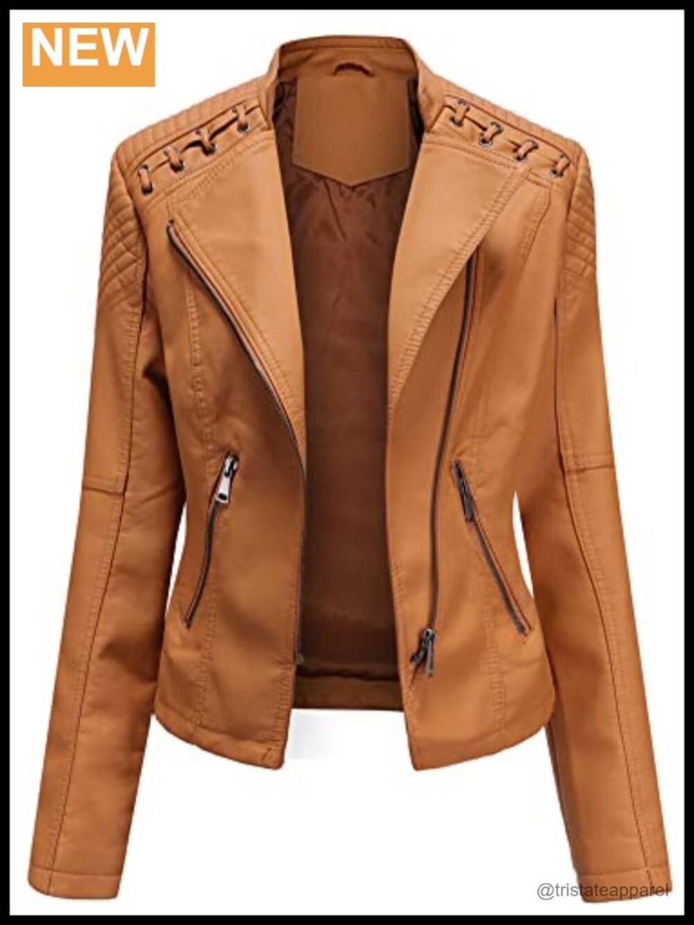Faux Leather Bomber Jacket Cropped Moto Coat with Pockets